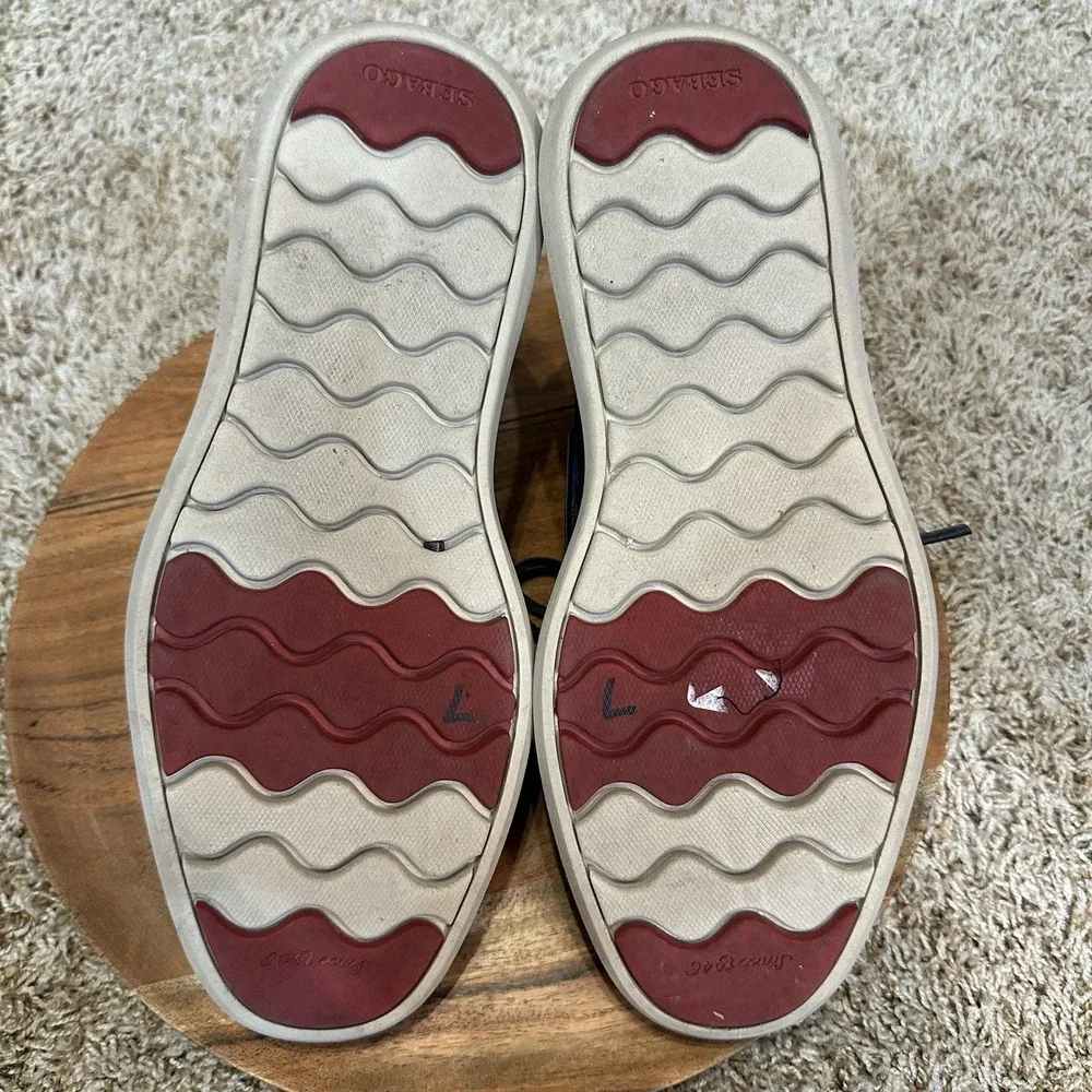 Sebago Smyth Two Eye Navy Leather Boat Shoes Mens 7.5M Pebbled Loafer Nautical